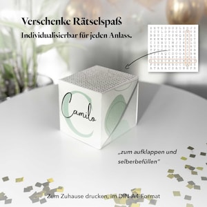 Personalisierte Geschenk Verpackung zur Geburt für Baby Junge & Mädchen. Kreative Geldschachtel für Gutscheine mit Name als Glückwunschkarte