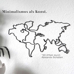Weltkarte zum ausdrucken ohne Städte | 3D LineArt Umrisse, Leichte Wand Kunst. Pinne deine Reiseziele minimalistisch. STL Download Pack