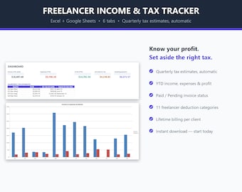 Registro de ingresos y gastos para autónomos, hoja de cálculo fiscal para trabajadores por cuenta propia (Excel + Google Sheets)