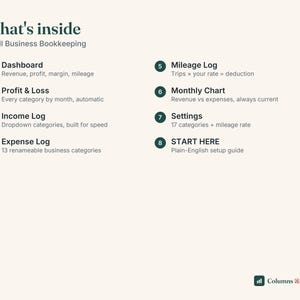 Modello di conto economico per Fogli Google ed Excel, foglio di calcolo per la contabilità delle piccole imprese, strumento di monitoraggio delle entrate e delle uscite, rendiconto economico, registro chilometrico immagine 4