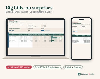 Sinking Funds Tracker Google Sheets Excel, Savings Tracker Spreadsheet, Sinking Fund Template per Paycheque, Canadian Budget Add On
