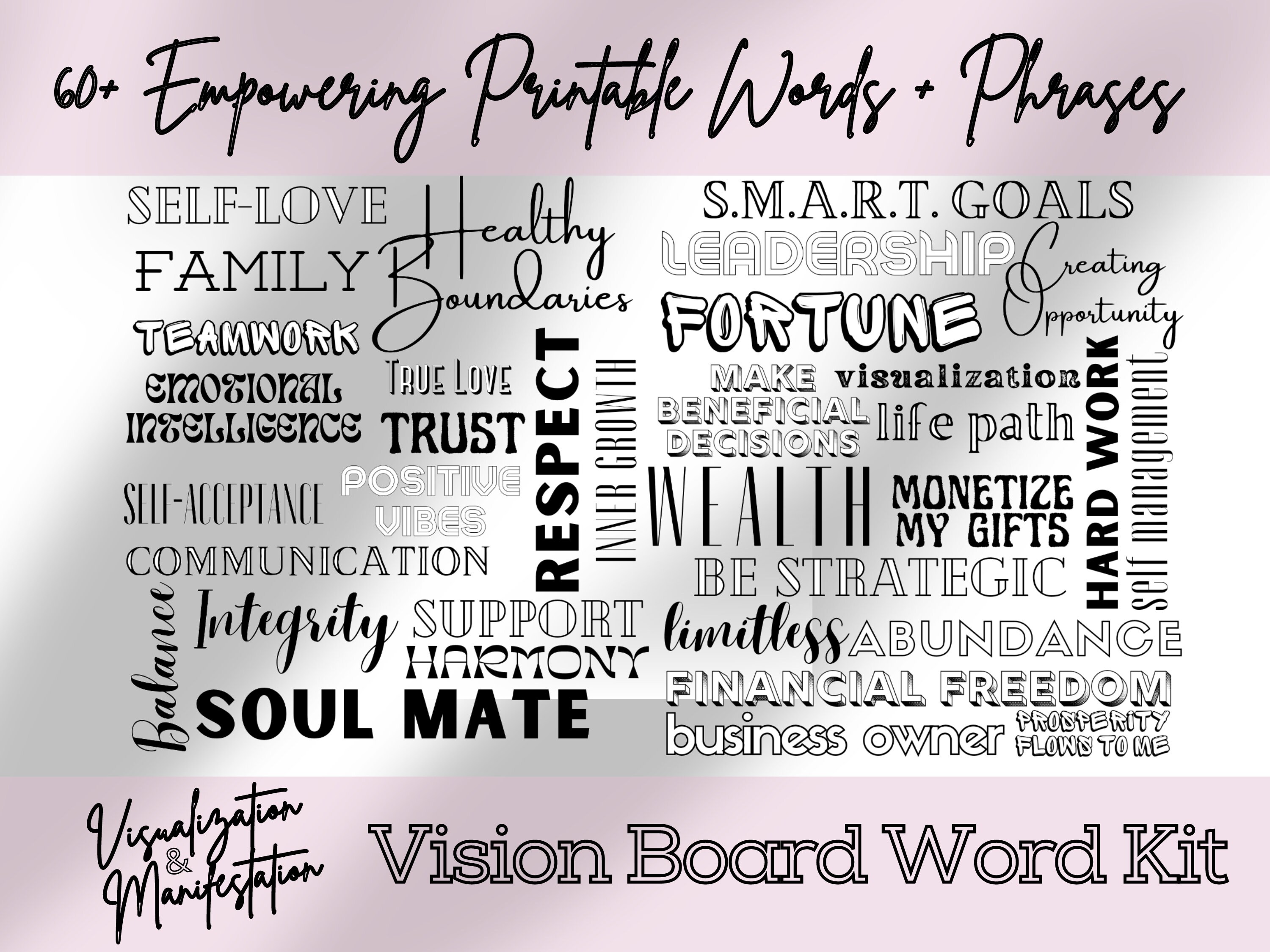 Vision Board Printable Black Woman, 2024 Vision Board Words, Black Woman Vision  Board Images, Self Love Vision Board, Christian Clip 