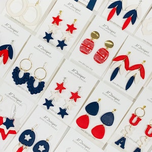 4th of July Clay Star USA Dangle Earrings