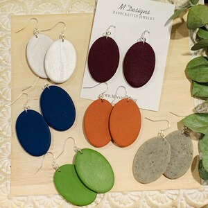 Oval Minimalist Dangle Clay Earrings