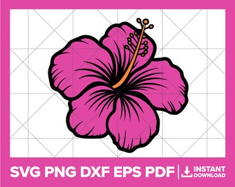 Hibiscus SVG, Flowers PNG, Hawaii Flower DXF, Hibiscus Vector, Floral, Tropical Wildflower Clipart Cricut Silhouette Cut File