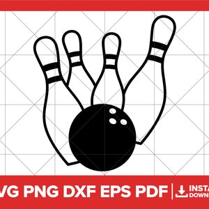 Bowling SVG, bowler png, bowlingbal DXF, bowlingshirt, bowlingteam, staking, reserve, pin Cricut silhouet snijden