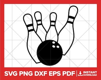 Bowling SVG, Bowler PNG, Bowling Ball DXF, Bowling Shirt, Bowling Team, Strike, Spare, Pin Cricut Silhouette Cut File