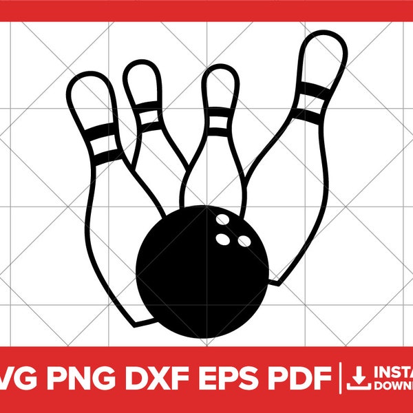 Bowling SVG, Bowler PNG, Bowling Ball DXF, Bowling Shirt, Bowling Team, Strike, Spare, Pin Cricut Silhouette Cut File