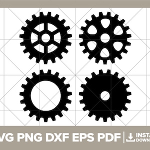 Engrenages SVG, Steampunk PNG, engrenages rouages DXF, engrenage, mécanicien, roues dentées Cricut Silhouette coupe fichier
