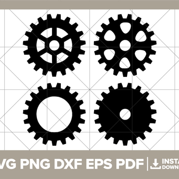 Gears SVG, Steampunk PNG, Gear Cogs DXF, Gear, Mechanic, Cog Wheels Cricut Silhouette Cut File