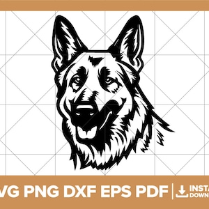 Duitse herder SVG, politiehond PNG, Happy Dog DXF, Duitse herder, hond, hoektand, K-9 Cricut Silhouette Cut-bestand