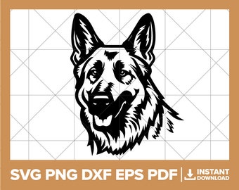 Berger allemand SVG, chien de police PNG, Happy Dog DXF, berger allemand, chien, canin, K-9 Cricut Silhouette coupe fichier
