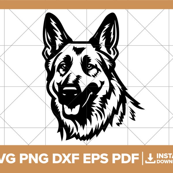 German Shepherd SVG, Police Dog PNG, Happy Dog DXF, German Shepherd, Dog, Canine, K-9 Cricut Silhouette Cut File