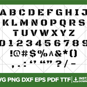 Leger lettertype SVG, leger lettertype PNG, stencillettertype DXF, militaire letters, stencilletters Ttf Cricut silhouet snijden