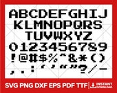 Gamer Font SVG, Video Game Font PNG, 8-bit Font DXF, Pixel