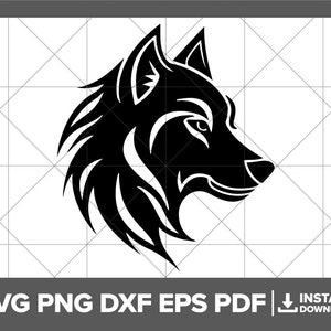 Loup SVG, PNG tête de loup, visage de loup DXF, loup, loups, hurlement, fichier de coupe Silhouette Cricut canin