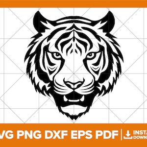 Tijger SVG, tijger hoofd png, tijger gezicht DXF, tijger logo, jungle kat, Big Cat Cricut silhouet snijden-bestand