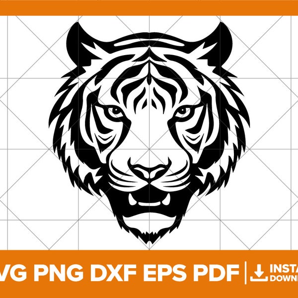 Tiger SVG, Tiger Head PNG, Tiger Face DXF, Tiger Logo, Jungle Cat, Big Cat Cricut Silhouette Cut File