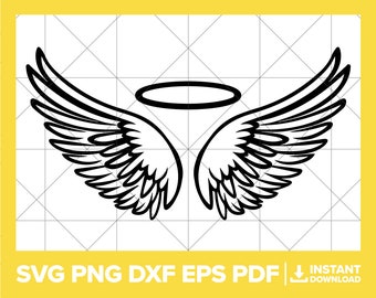 Angel Wings SVG, Angel PNG, Halo DXF, Angel Wings, Religious, Heaven, Halo Cricut Silhouette Cut File