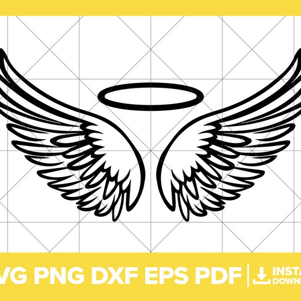 Angel Wings SVG, Angel PNG, Halo DXF, Angel Wings, Religious, Heaven, Halo Cricut Silhouette Cut File