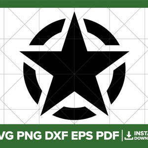 レトロ スター SVG、ミリタリー スター PNG、スター DXF、米国陸軍、海軍、空軍、海兵隊の Cricut シルエット カット ファイル