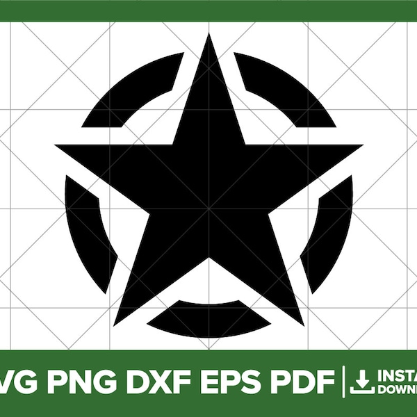 Retro Star SVG, Military Star PNG, Star DXF, Us Army, Navy, Air Force, Marines Cricut Silhouette Cut File