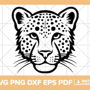 Cheetah SVG, Cheetah Head PNG, Jungle Animal DXF, Cheetah Head, Leopard Head Cricut Silhouette Cut-bestand