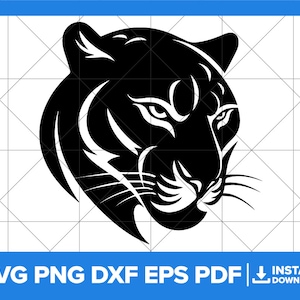 パンサー SVG、パンサー PNG、パンサー ヘッド DXF、パンサー、パンサーの顔、猫、大きな猫の Cricut シルエット カット ファイル