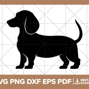 Dackel SVG, Weiner Hund PNG, niedlicher Hund DXF, Dackel, Hund, Eckzahn, K-9 Cricut Silhouette geschnitten Datei