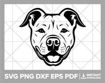 Pitbull SVG, American Pitbull PNG, Pitbull Dog DXF, Pitbull, American Pitbull, Happy Pitbull Face Cricut Silhouette Cut File
