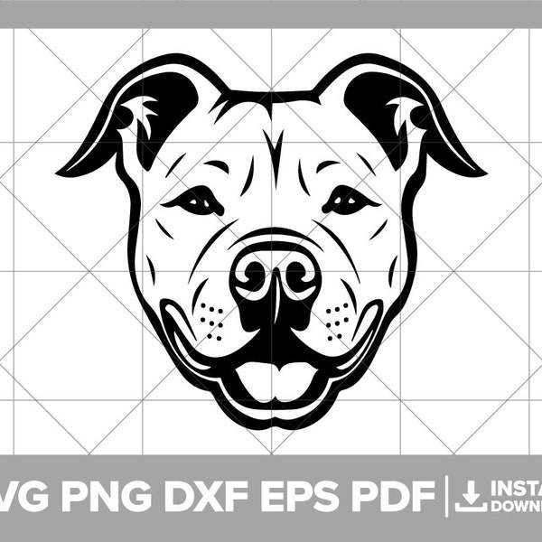 Pitbull SVG, American Pitbull PNG, Pitbull Dog DXF, Pitbull, American Pitbull, Happy Pitbull Face Cricut Silhouette Cut File