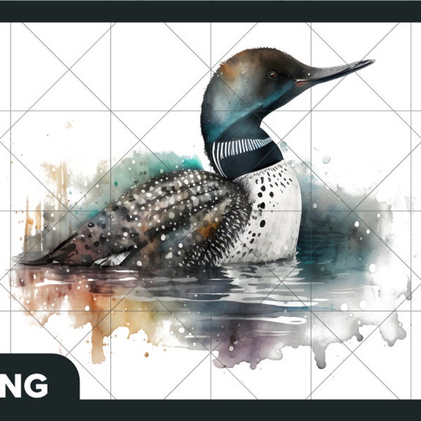 Watercolor Loon PNG, Loon Illustration, Loon Sublimation for Shirts, Tumblers, Mugs, Wall Art!