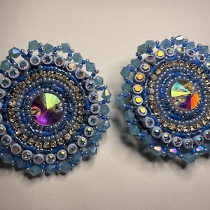 2” Blue Beaded Earrings