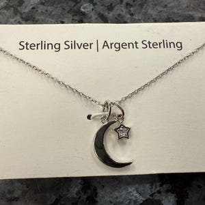 16-inch sterlingzilveren ketting met hanger maan en ster