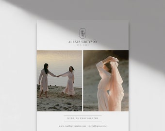 Wedding Photographer Magazine Template, Price Guide (Digital Download)