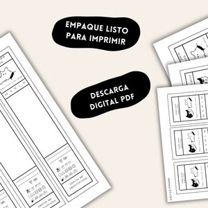 Display-ideeën voor halsbanden voor huisdieren, afdrukbare verpakkingsopties, honden en katten, onderhoudsinstructies in het Spaans, klaar om af te drukken zonder Canva