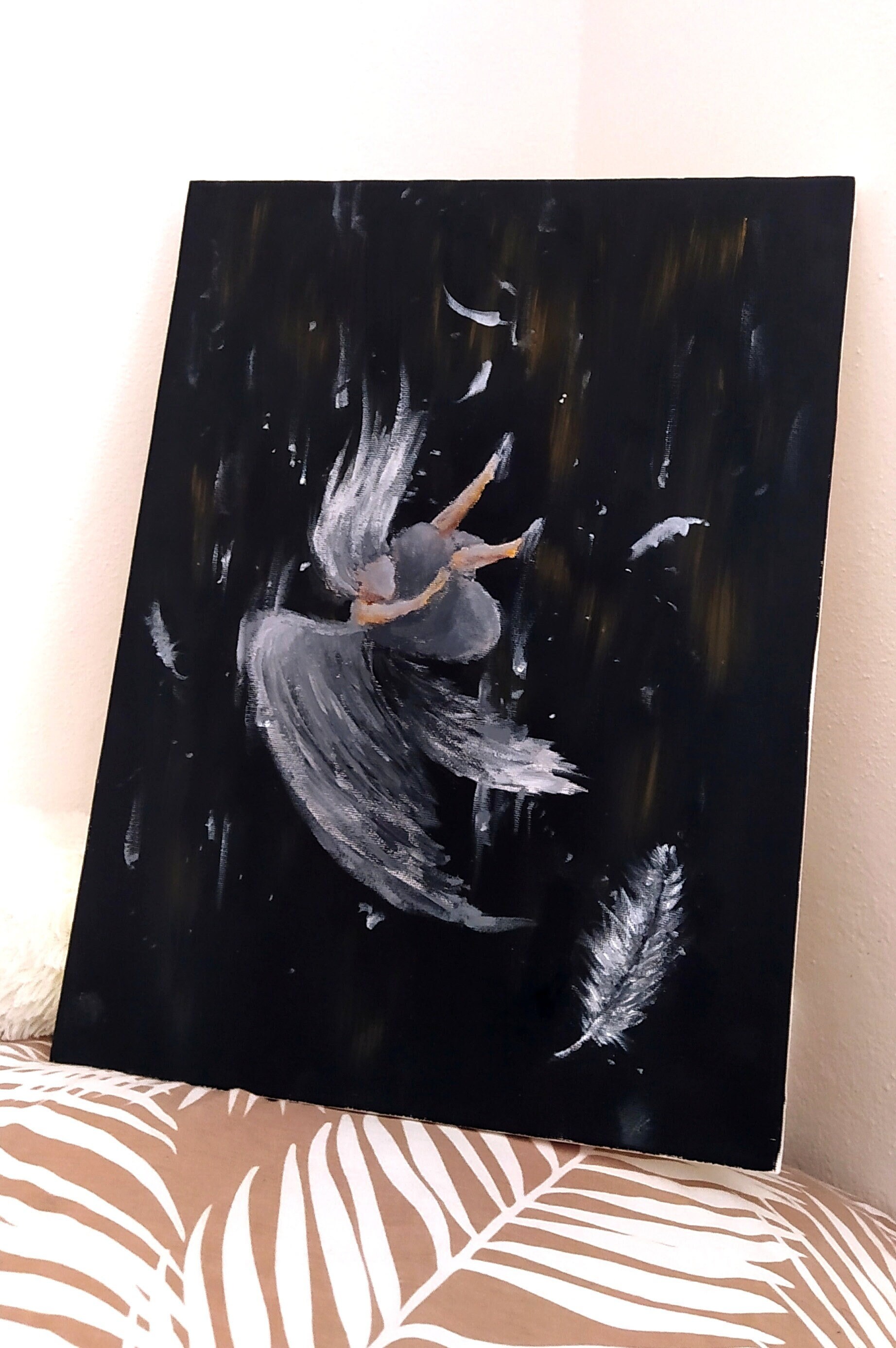 Falling Angel Original Acrylic Painting on Canvas, 30x40cm, Large ...