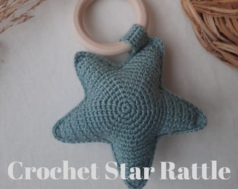 Crochet Pattern Star Rattle, Baby Rattle Crochet Pattern, Crochet Baby Toy Pattern, Star Baby Rattle, Easy to Follow PDF Pattern in English