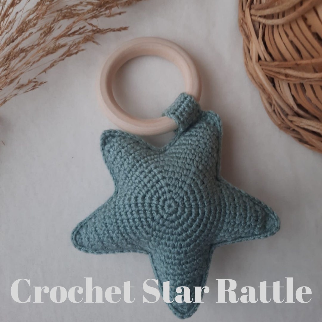 Crochet Pattern Star Rattle, Baby Rattle Crochet Pattern, Crochet Baby ...