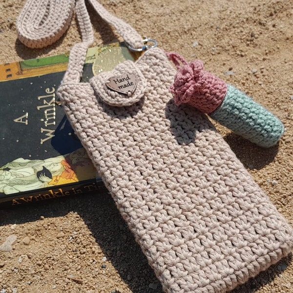 Modèle de sac de téléphone crossbody au crochet avec étui à rouge à lèvres, pochette pour téléphone portable, mini sac à main au crochet, étui pour téléphone portable PDF, sac iphone fait main