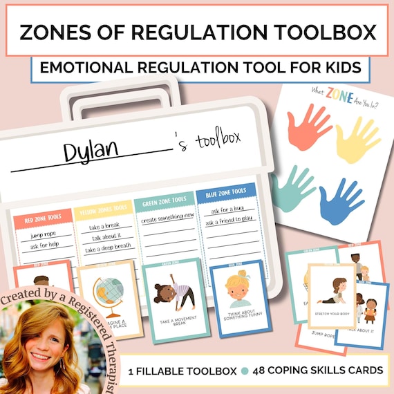 Zones of Regulation Toolbox,  Zones of Regulation Downloadable, Kids Therapy Coping Cards, Coping Skills Flash Cards, Play Therapy, SEL