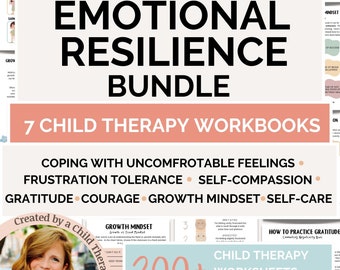 Kids Therapy Workbook Bundle, Emotional Regulation for Kids, Play Therapy Bundle, ACT Therapy, Child Therapy Workbook, Emotional Resiliency