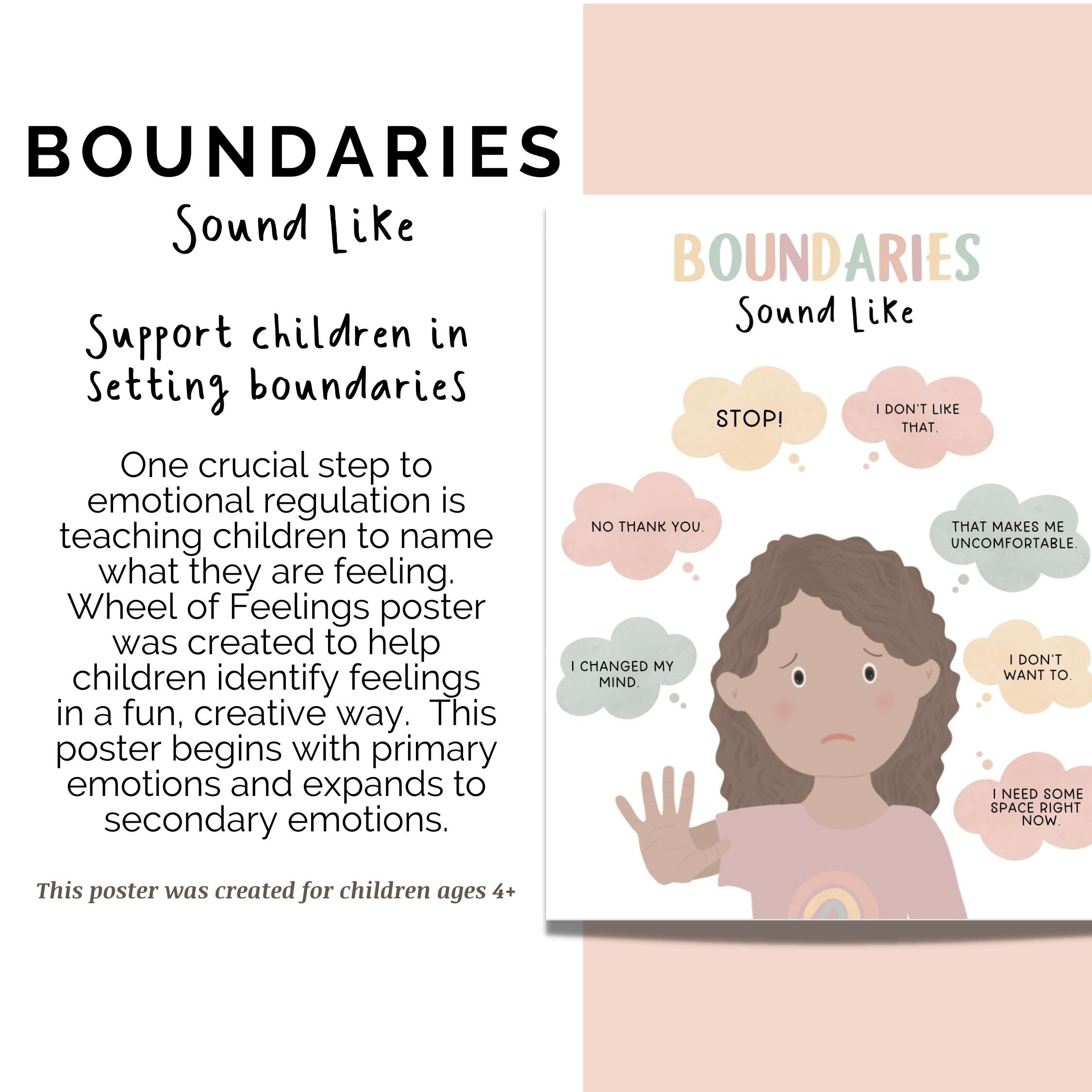 Boundaries Setting Poster for Kids, Boundaries Sound Like Print for