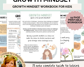 Growth Mindset Therapy Worksheets for Kids, Mindset Workbook for Children, Coping Skills Printable for Kids, Social Emotional Learning