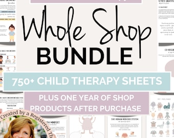 Child Therapy Worksheets and Posters Whole Shop Bundle, Emotional Regulation for Kids, Coping Skills for Children, Nervous System Regulation