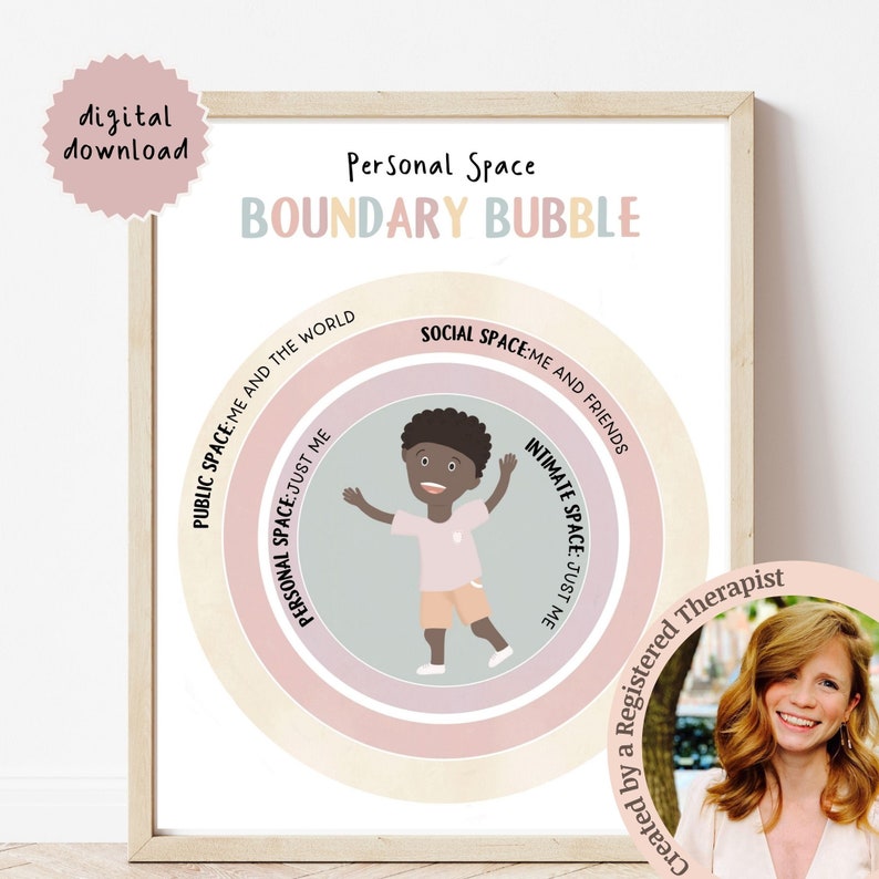 Boundaries Bubble Poster for Kids, Children's Therapy Worksheet