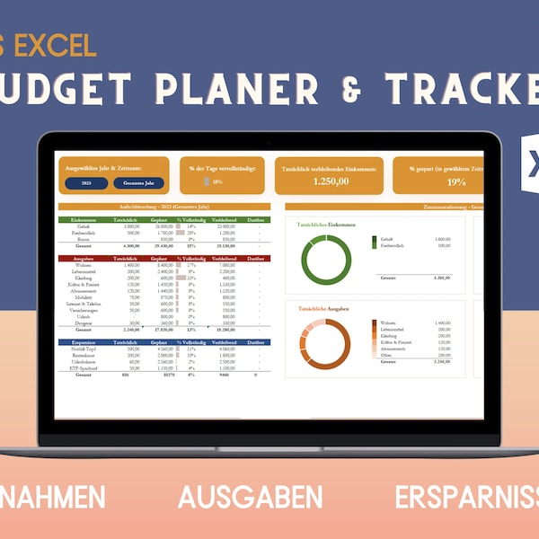 Excel Finanzplaner Spreadsheet Ausgabentracker Haushaltstagebuch Deutsch Ausgaben Tracker All-in-one Budget Planer