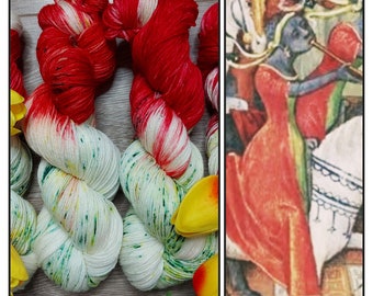 Hand Dyed Yarn: "Trumpeter" sock/4ply/single-ply/ fingering/DK/Sport/Aran worsted- merino, silk, alpaca, nylon (Dye to Order)