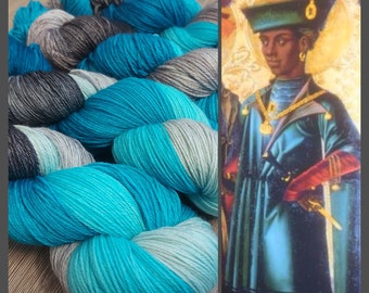 Hand Dyed Yarn: "Blue Theban" lace/sock/4ply/single-ply/ fingering/DK/Sport/Aran worsted- merino, silk, alpaca, nylon/sparkle (Dye to Order)