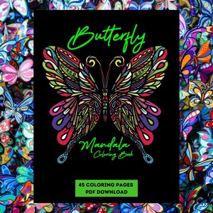 Butterfly Mandala Coloring Pages | 45 Digital Coloring Pages (Printable, PDF Download)
